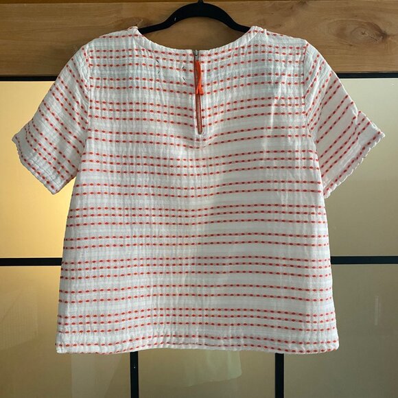 Loft Lou & Grey White and Orange Striped Short Sleeve Top - Picture 2 of 5